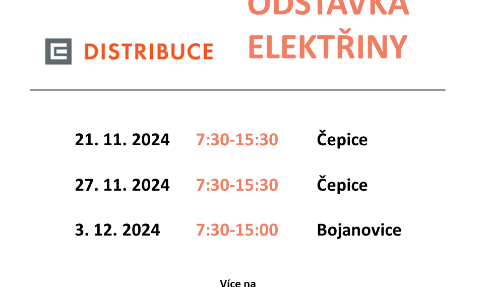 Aktualita Plánovaná odstávka elektřiny v Čepicích a Bojanovicích