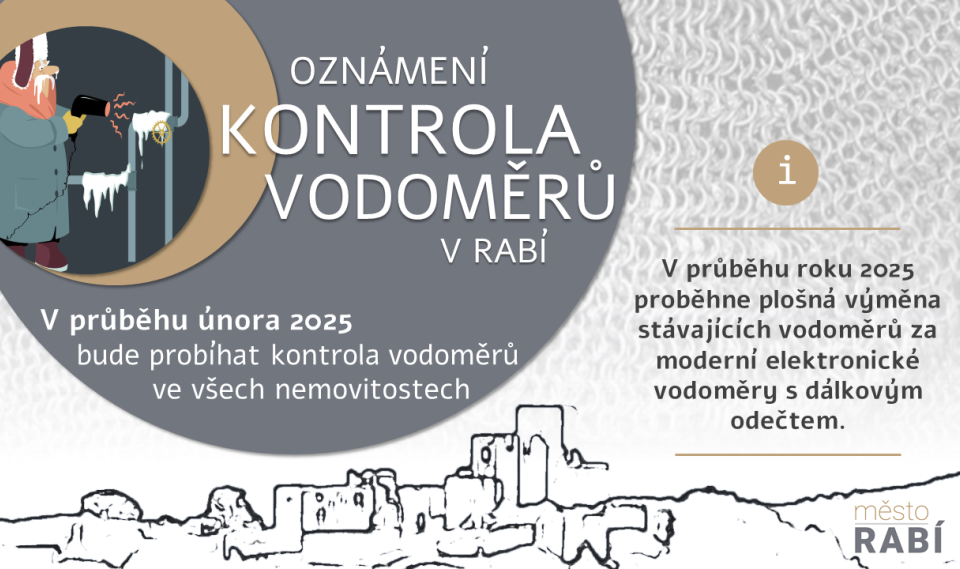 Aktualita Kontrola vodoměrů v Rabí - únor 2025